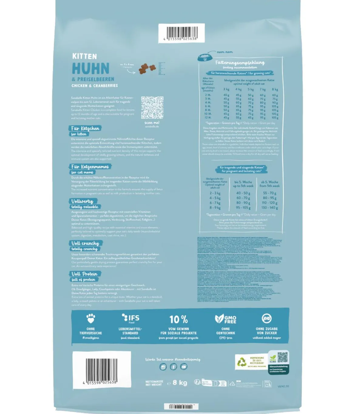 Sanabelle® Life Trockenfutter für Katzen Kitten, Huhn & Preiselbeeren