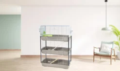 SAVIC Nagerkäfig Caesar Triple, grau/silber, ca. B100/H143T50 cm