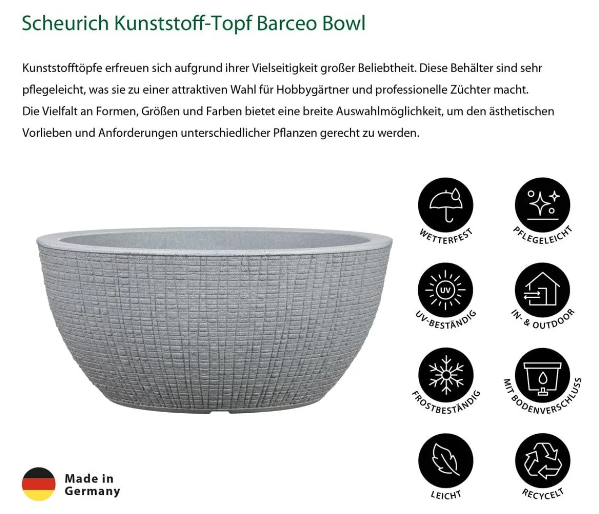 Scheurich Kunststoff-Topf Barceo Bowl, rund, ca. Ø39/H18 cm