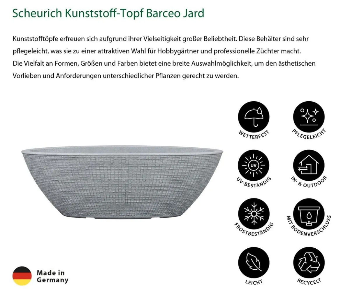 Scheurich Kunststoff-Topf Barceo Jard, oval, ca. Ø58,6/H19,5 cm