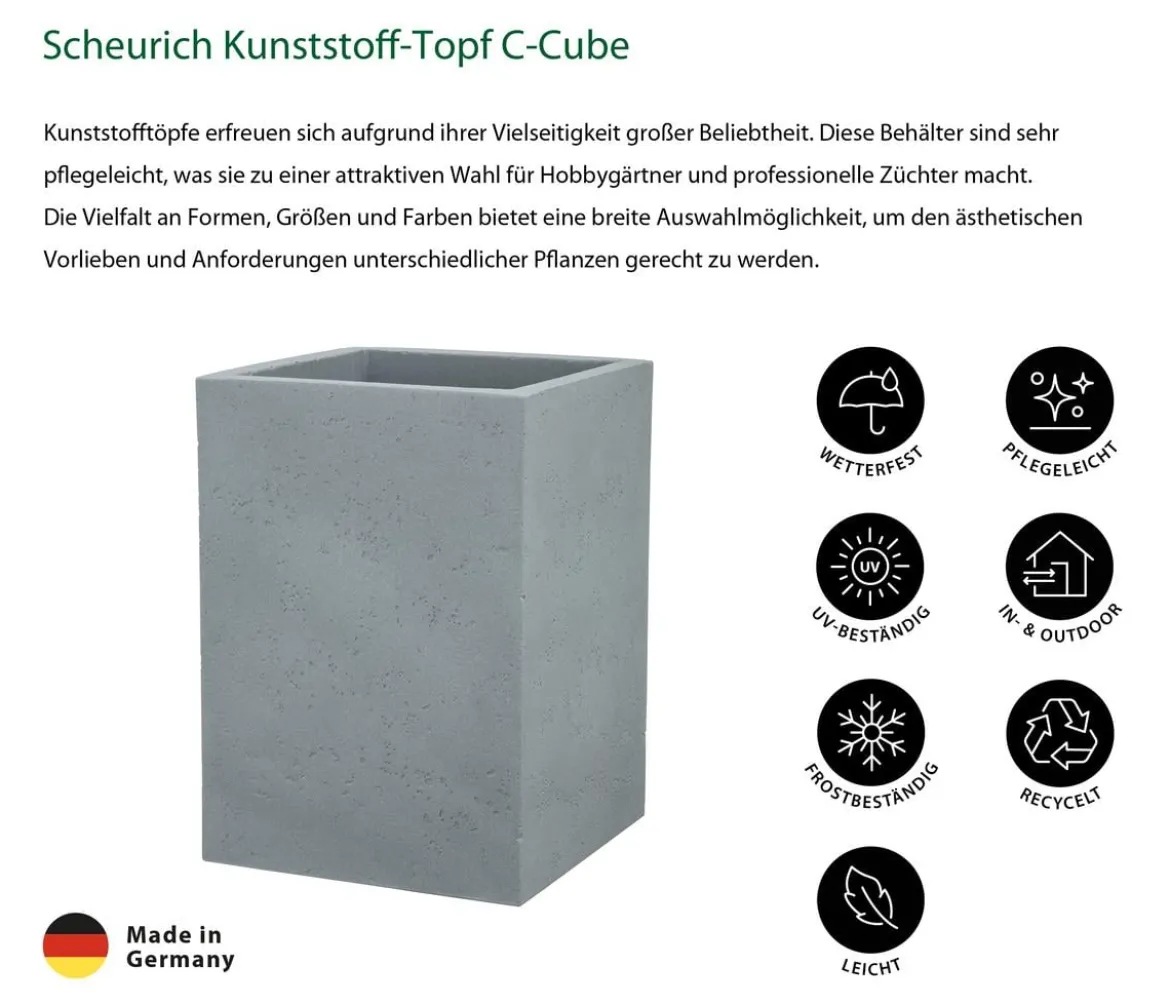 Scheurich Kunststoff-Topf C-Cube, quadratisch