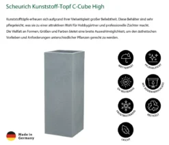 Scheurich Kunststoff-Topf C-Cube High, quadratisch, ca. B26/H70/T26 cm