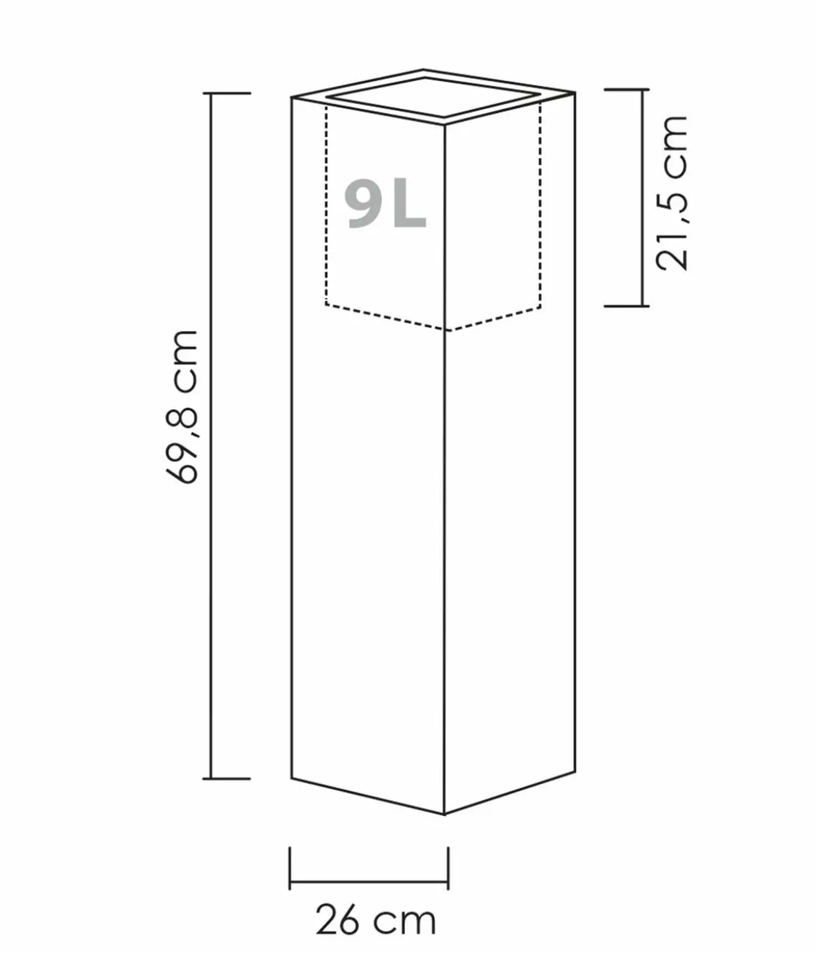 Scheurich Kunststoff-Topf C-Cube High, quadratisch, ca. B26/H70/T26 cm