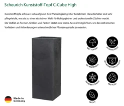Scheurich Kunststoff-Topf C-Cube High, quadratisch, ca. B26/H70/T26 cm