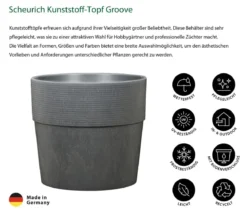 Scheurich Kunststoff-Topf Groove+, rund, ca. Ø28,5/H26 cm