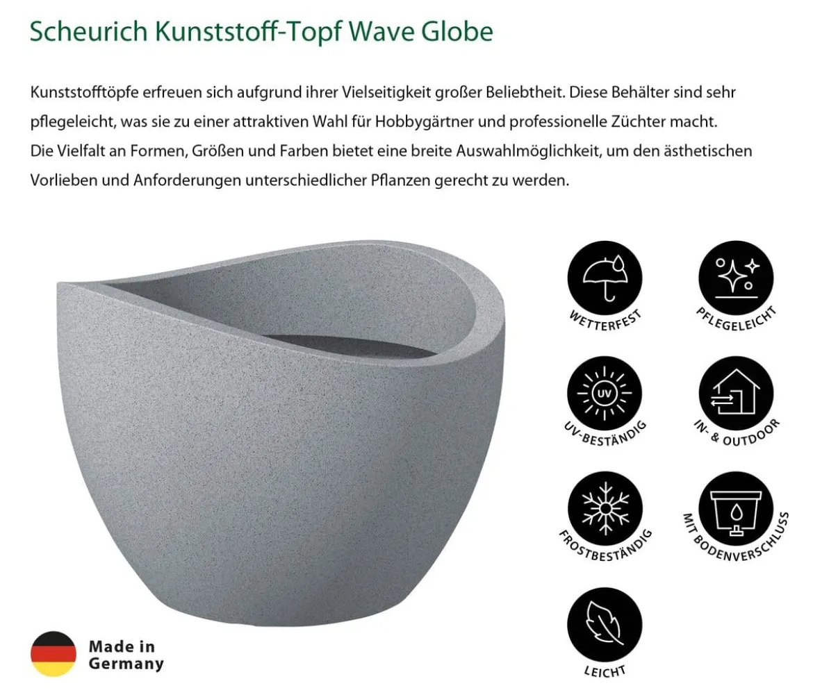 Scheurich Kunststoff-Topf Wave Globe, konisch