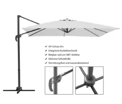 Schneider Classics Ampelschirm Rhodos Junior, quadratisch, ca. B270/T270 cm
