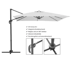 Schneider Classics Ampelschirm Rhodos Junior, quadratisch, ca. B270/T270 cm