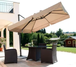 Schneider Classics Sonnenschirm Rhodos, Holzoptik, quadratisch ca. B300/T300 cm
