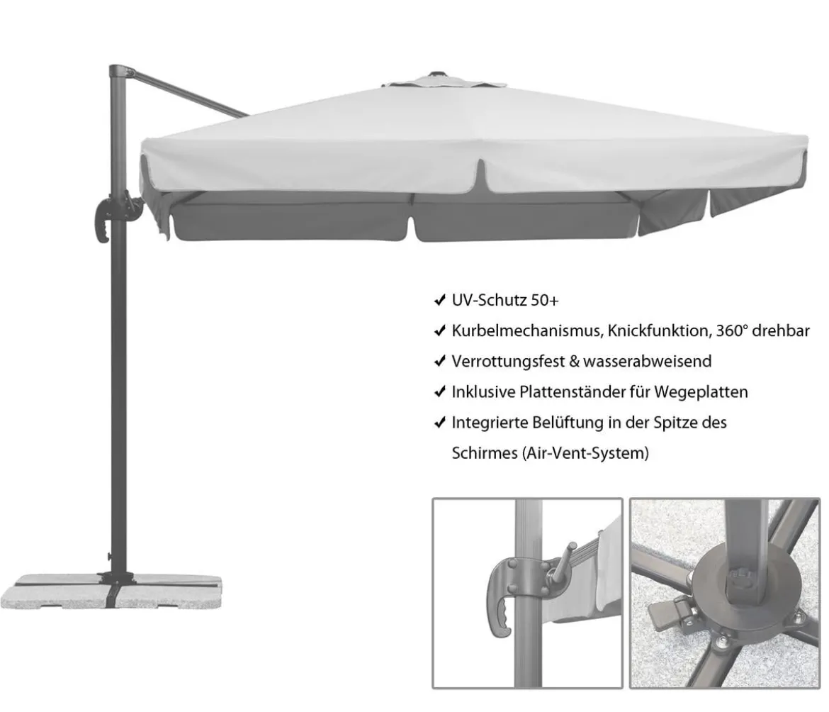 Schneider Classics Sonnenschirm Rhodos, Holzoptik, quadratisch ca. B300/T300 cm