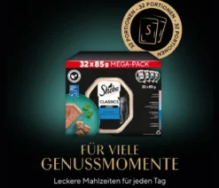 Sheba® Nassfutter für Katzen Classics in Pastete Multipack Adult, Fisch Variation, 32 x 95 g