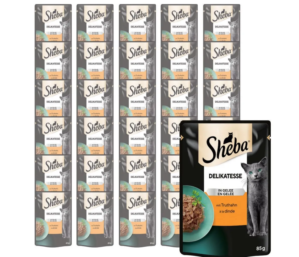 Sheba® Nassfutter für Katzen Delikatesse in Gelee, Truthahn, 28 x 85 g