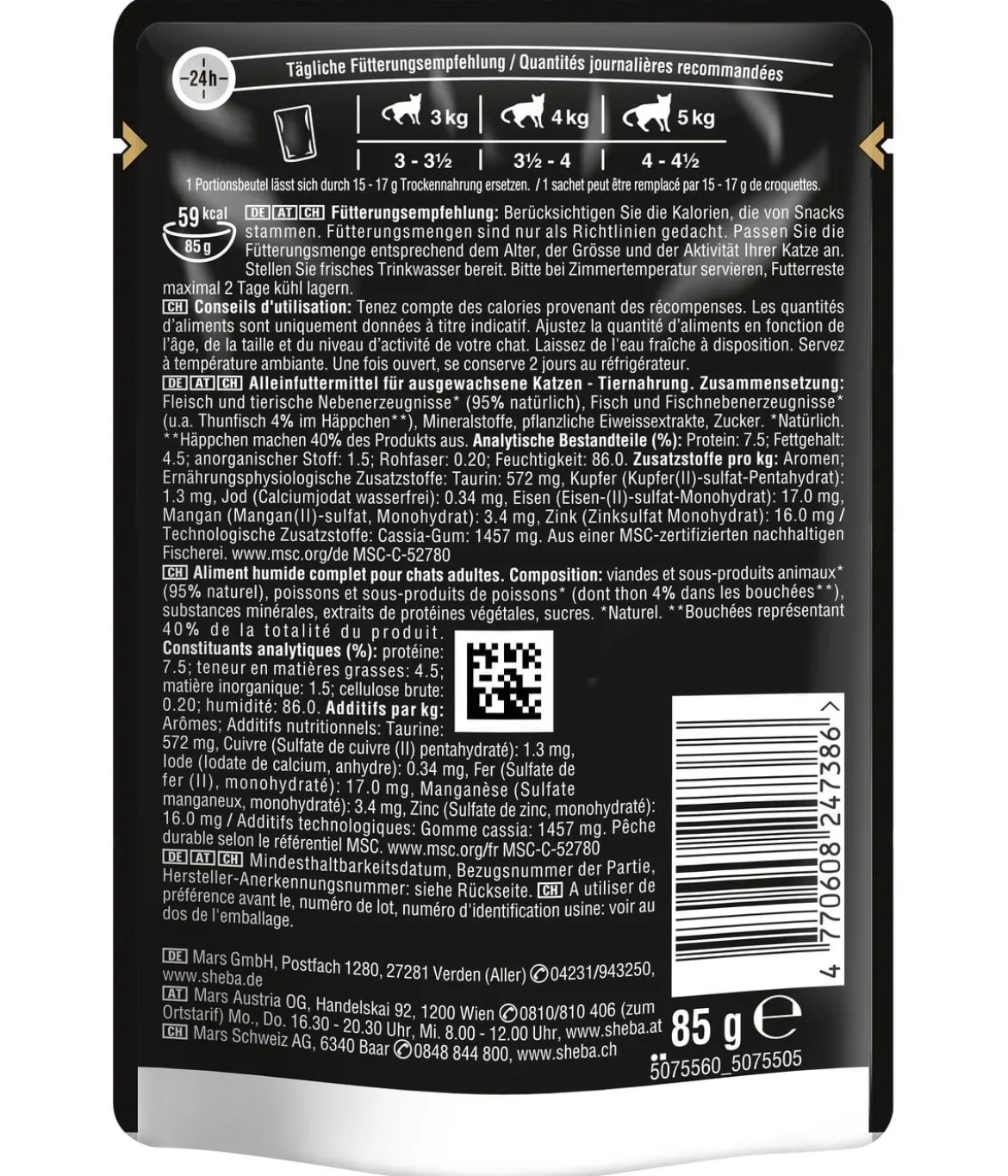 Sheba® Nassfutter für Katzen Delikatesse in Gelee, Thunfisch, 28 x 85 g