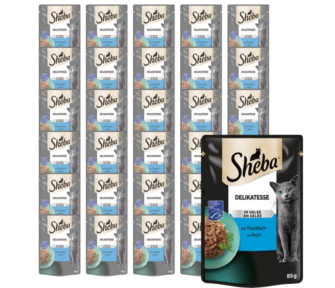 Sheba® Nassfutter für Katzen Delikatesse in Gelee, Thunfisch, 28 x 85 g