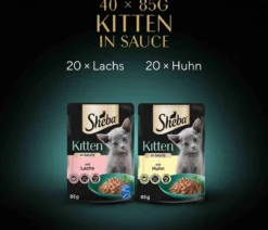 Sheba® Nassfutter für Katzen in Sauce Multipack Kitten, Feine Vielfalt, 40 x 85 g