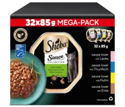 Sheba® Nassfutter für Katzen Sauce Collection Multipack Adult, Feine Vielfalt, 32 x 95 g