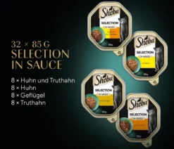 Sheba® Nassfutter für Katzen Selection in Sauce Multipack Adult, Geflügel Variation, 32 x 85 g