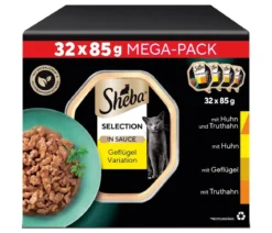 Sheba® Nassfutter für Katzen Selection in Sauce Multipack Adult, Geflügel Variation, 32 x 85 g