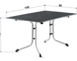 Sieger Klapptisch Boulevard mit vivodur®-Platte, ca. B140/H73/T90 cm