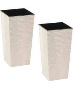 Siena Garden Kunststoff-Säulen ECO Nizza, konisch, weiß, ca. B30/H57/T30 cm, 2er-Set
