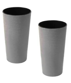Siena Garden Kunststoff-Säulen ECO Locon, konisch, grau, ca. Ø30/H57 cm, 2er-Set