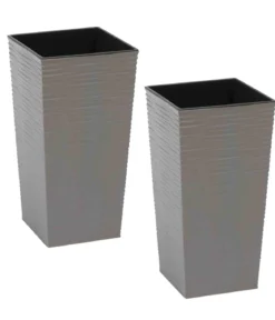 Siena Garden Kunststoff-Säulen ECO Nizza, konisch, grau, ca. B30/H57/T30 cm, 2er-Set