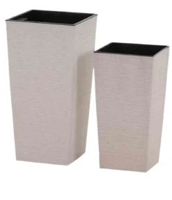 Siena Garden Kunststoff-Topf-Set ECO Nizza, konisch, weiß, ca. B25/H46,5/T25 & B30/H57/T30 cm, 2-teilig