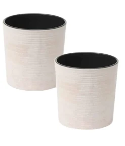 Siena Garden Kunststoff-Topf ECO Lens, rund, weiß, ca. Ø25/H25,5 cm, 2er-Set