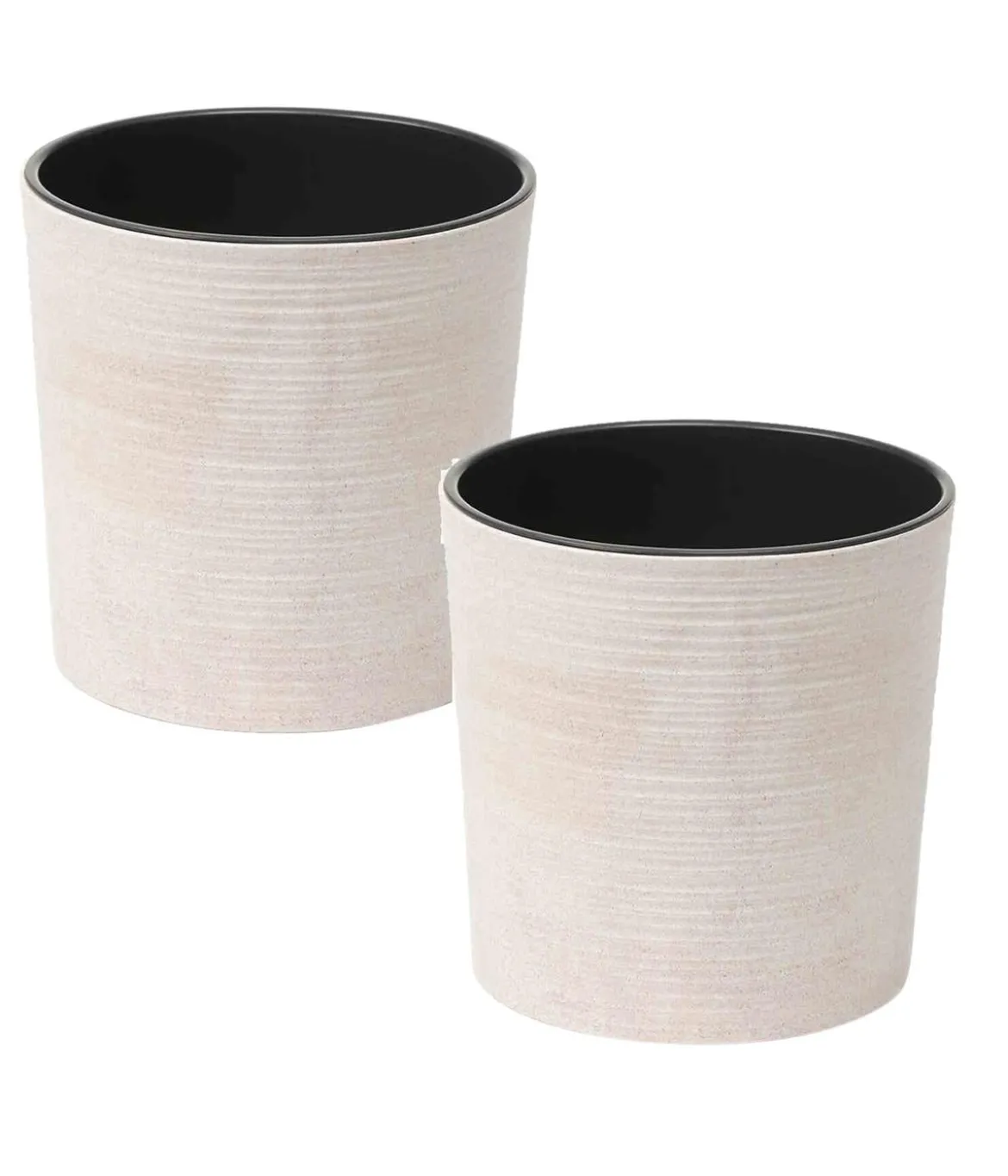 Siena Garden Kunststoff-Topf ECO Lens, rund, weiß, ca. Ø25/H25,5 cm, 2er-Set