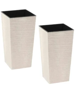 Siena Garden Kunststoff-Topf ECO Nizza, konisch, weiß, ca. B25/H46,5/T25 cm, 2er-Set