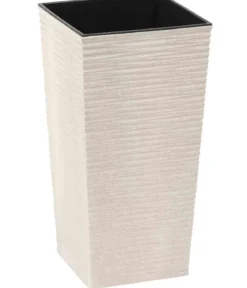 Siena Garden Kunststoff-Topf ECO Nizza, konisch, weiß, ca. B25/H46,5/T25 cm, 2er-Set