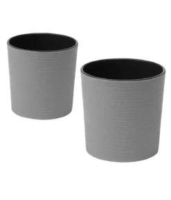 Siena Garden Kunststoff-Topf ECO Lens, rund, grau, ca. Ø30/H30,5 cm, 2er-Set