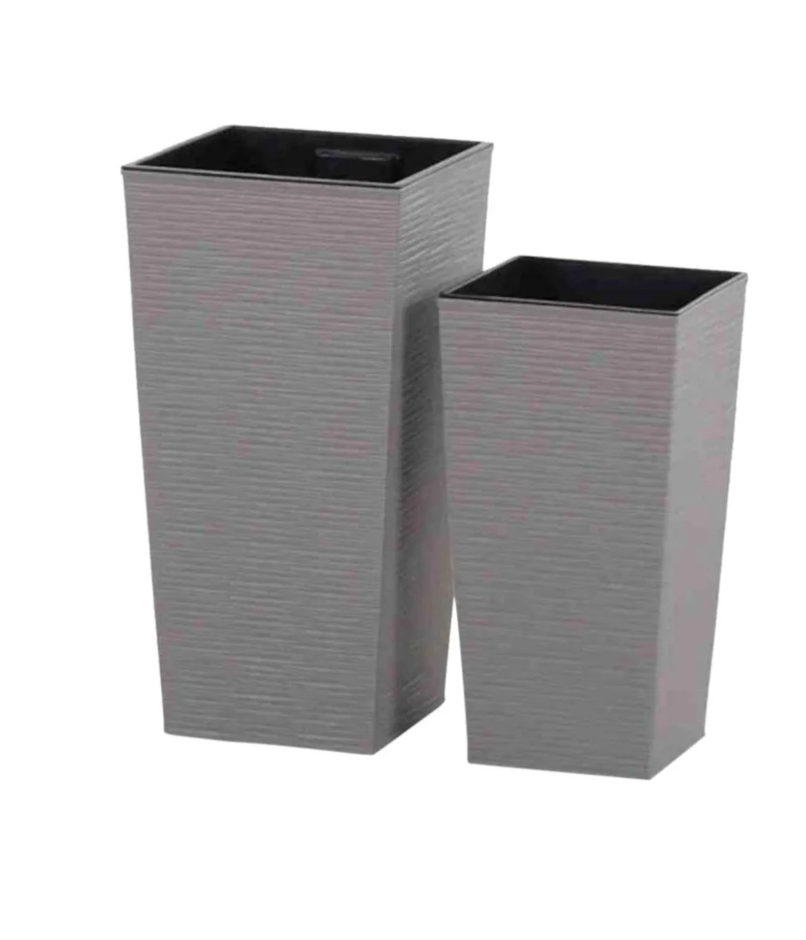 Siena Garden Kunststoff-Topf-Set ECO Nizza, konisch, grau, ca. B25/H46,5/T25 & B30/H57/T30 cm, 2-teilig