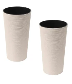 Siena Garden Kunststoff-Topf ECO Locon, konisch, weiß, ca. Ø25/H46,5 cm, 2er-Set