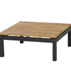 Siena Garden Teak-Loungetisch Alvida, anthrazit/natur, ca. B74/H30/T74 cm