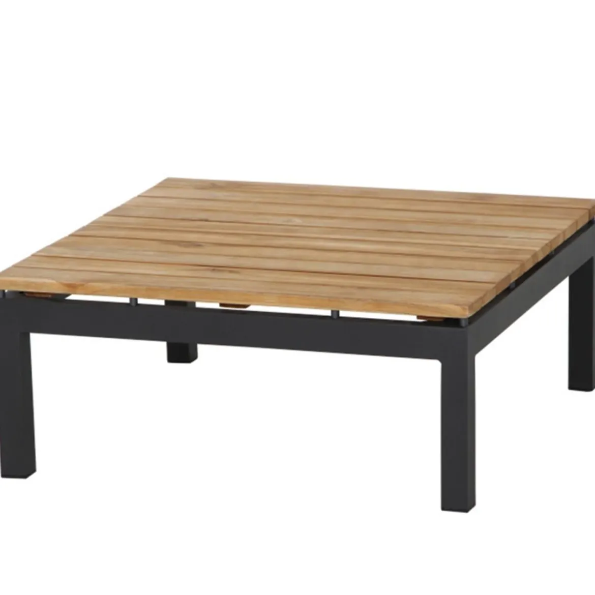Siena Garden Teak-Loungetisch Alvida, anthrazit/natur, ca. B74/H30/T74 cm