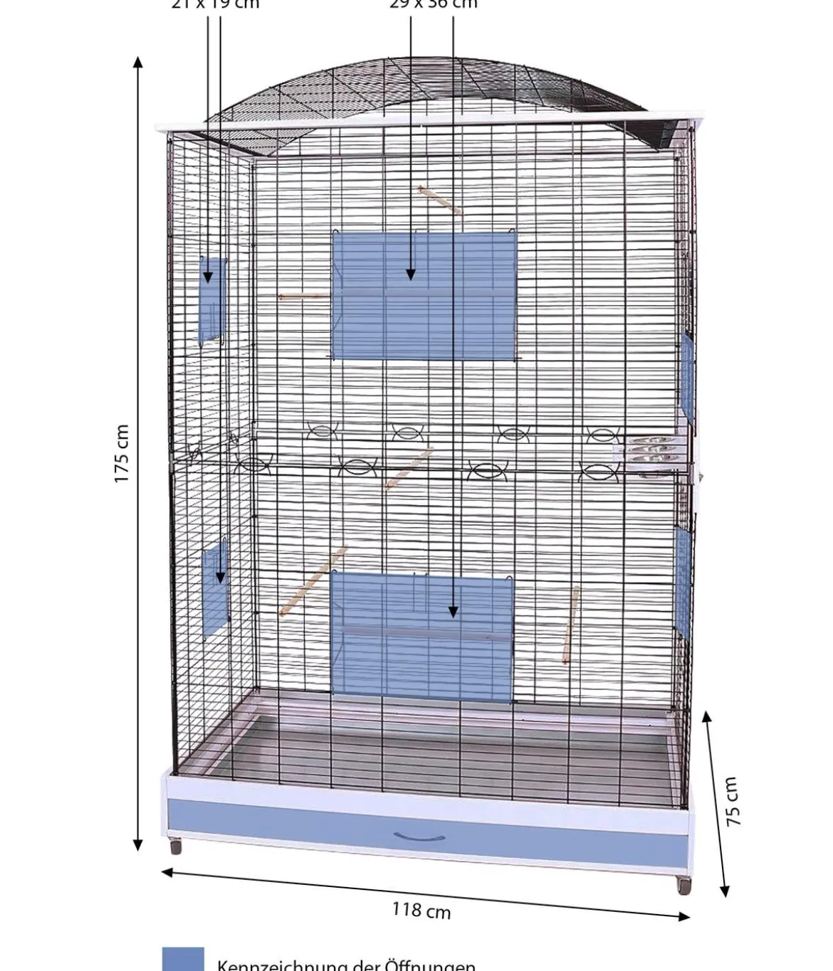 Skyline Vogelkäfig Loretto XXL, ca. B118/H175/T75 cm
