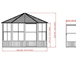 Sojag Outdoor-Pavillon Kaltwintergarten Charleston 1212, ca. B383,6/H280,9/T383,6 cm