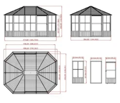 Sojag Outdoor-Pavillon Kaltwintergarten Charleston 1215, ca. B488,6/H280,9/T383,6 cm