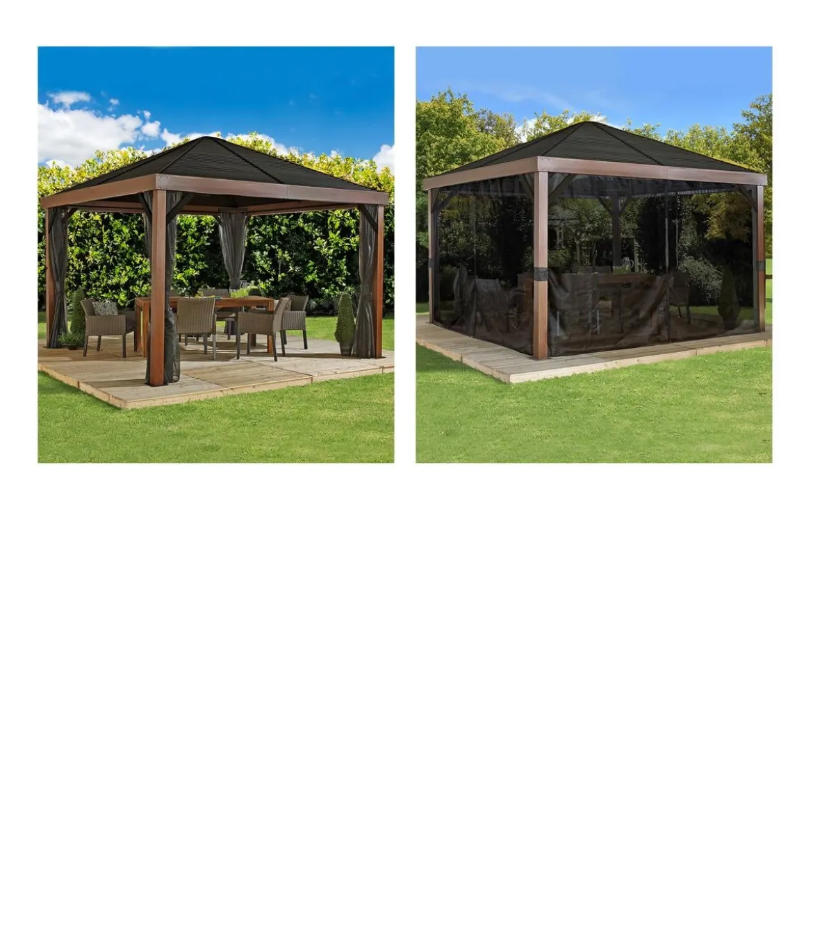 Sojag Pavillon Valencia 12x12, inkl. Moskitonetz, ca. B363/H310/T363 cm