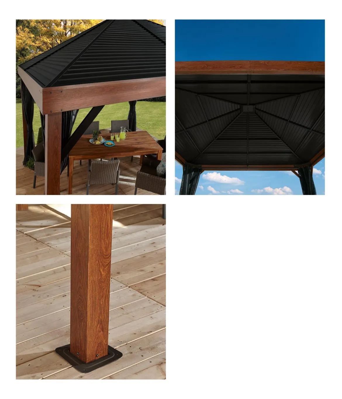 Sojag Pavillon Valencia 12x12, inkl. Moskitonetz, ca. B363/H310/T363 cm