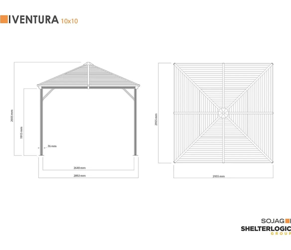 Sojag Pavillon Ventura 10x10, ca. B295,5/H260,5/T295,5 cm