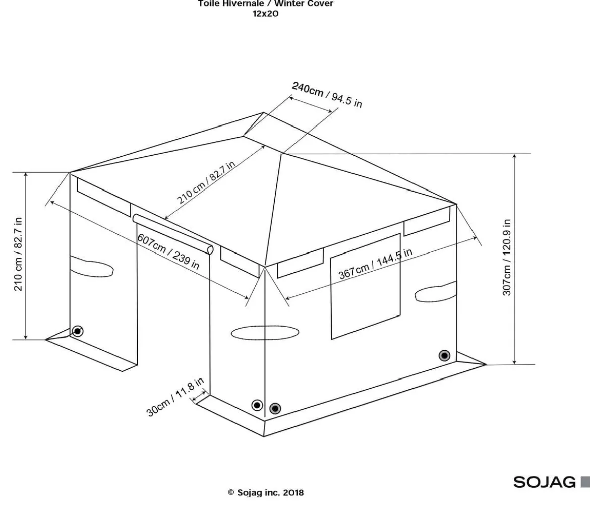 Sojag Winterabdeckung für Pavillon 12x20 Modelle