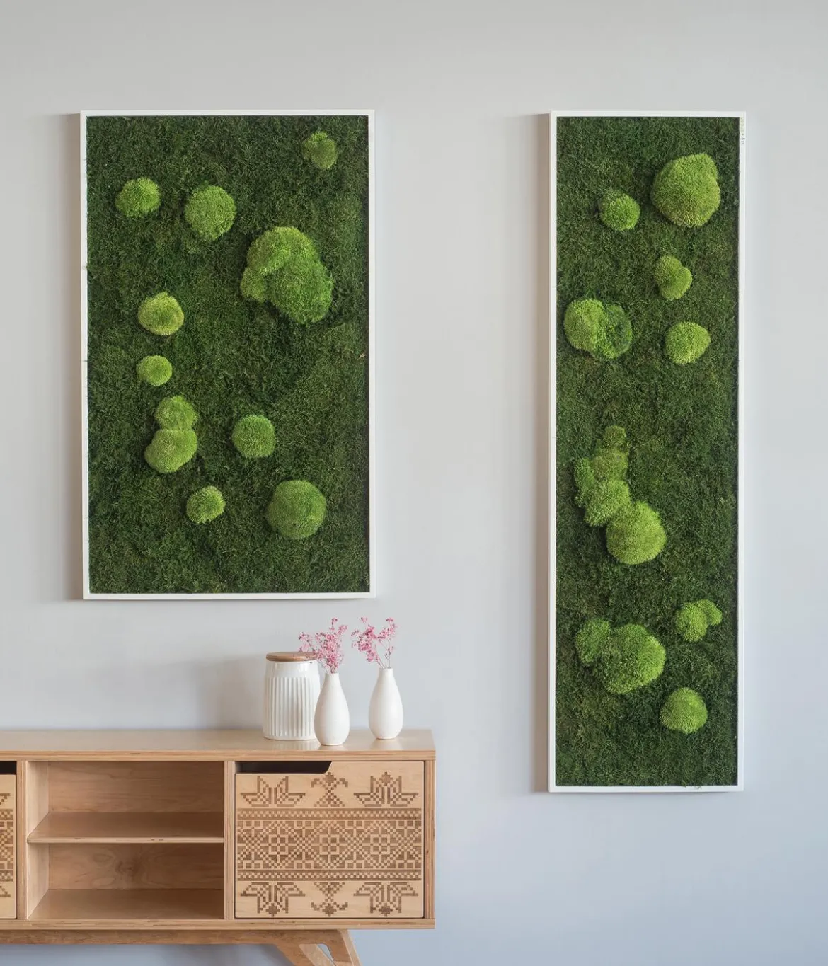 styleGREEN Bild aus Wald- und Kugelmoos, rechteckig, ca. B140/H40/T6 cm
