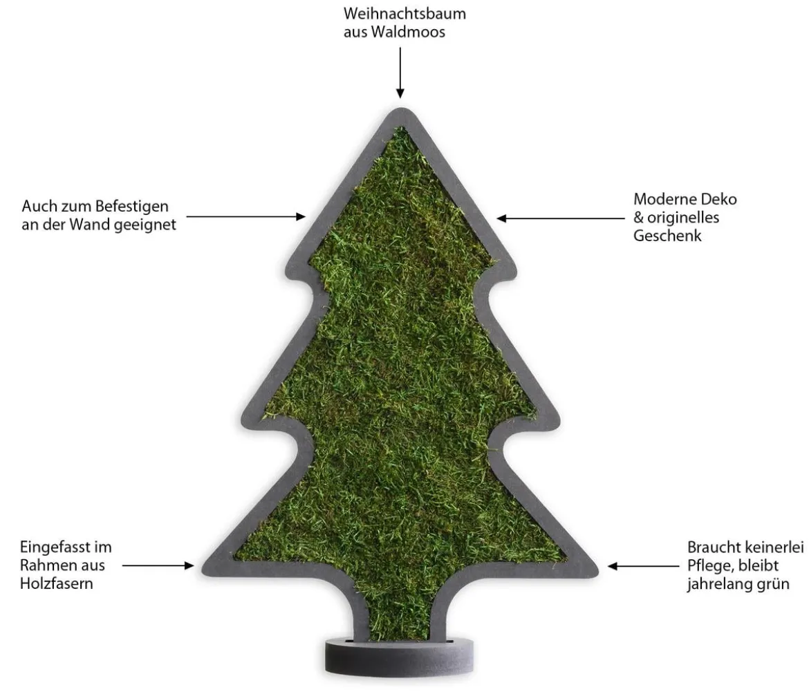 styleGREEN Weihnachtsbaum aus Waldmoos, ca. B27/H37/T2 cm