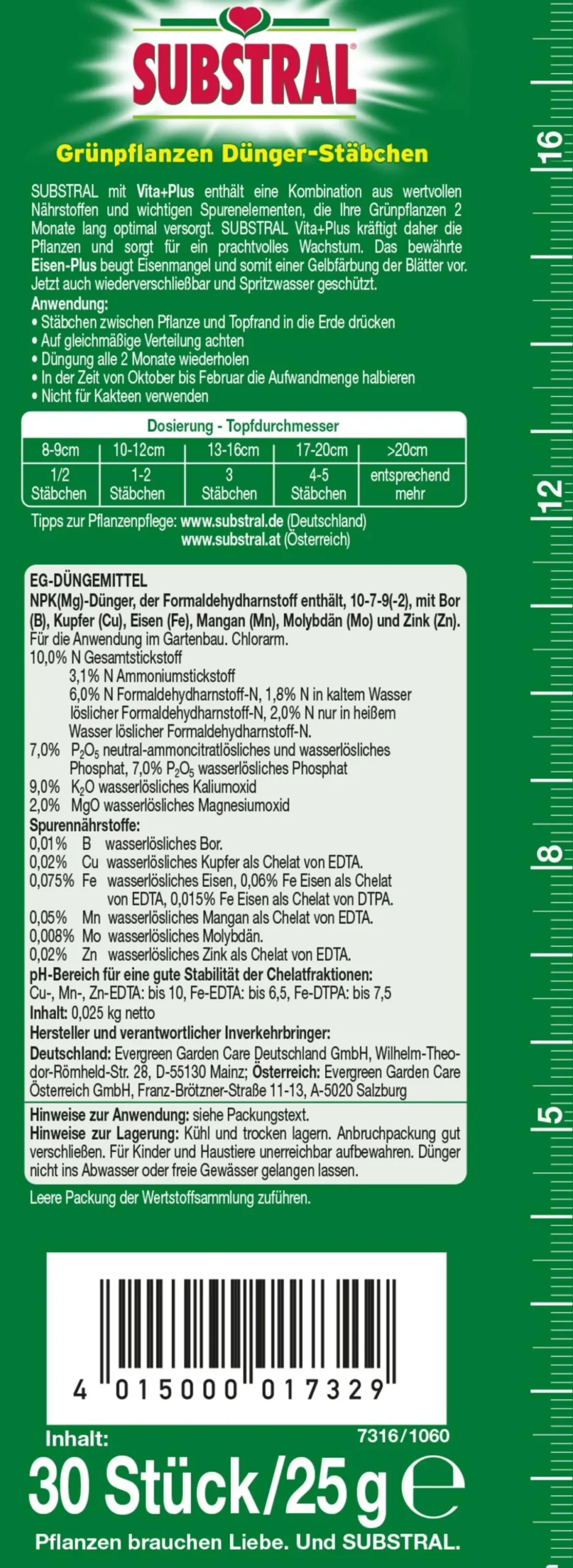 Substral® Grünpflanzen Dünger-Stäbchen, 30 Stk.