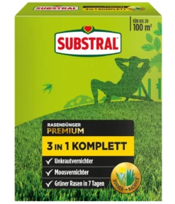 Substral® 3 in 1 Komplett-Rasendünger gegen Unkraut & Moos, 3,6 kg