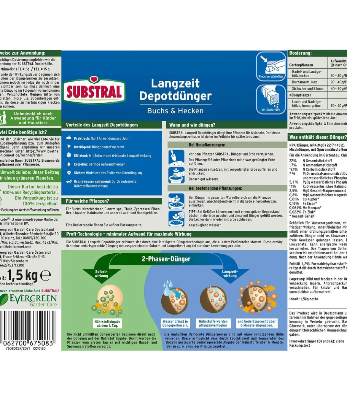 Substral® Langzeit Depotdünger Buchs & Hecken, 1,5 kg