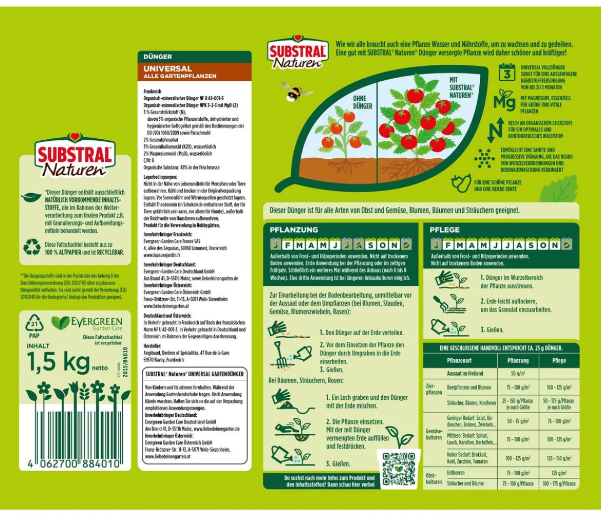 Substral® Naturen® Dünger Universal alle Gartenpflanzen, 1,5 kg