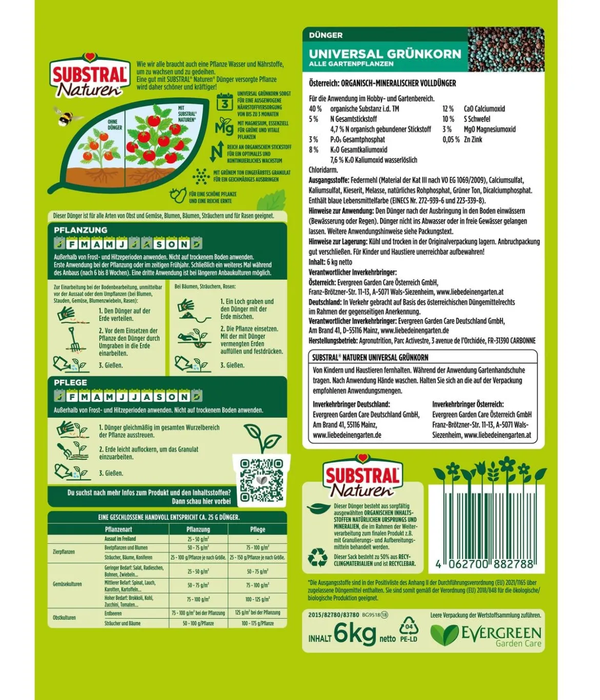 Substral® Naturen® Dünger Universal Grünkorn alle Gartenpflanzen, 6 kg
